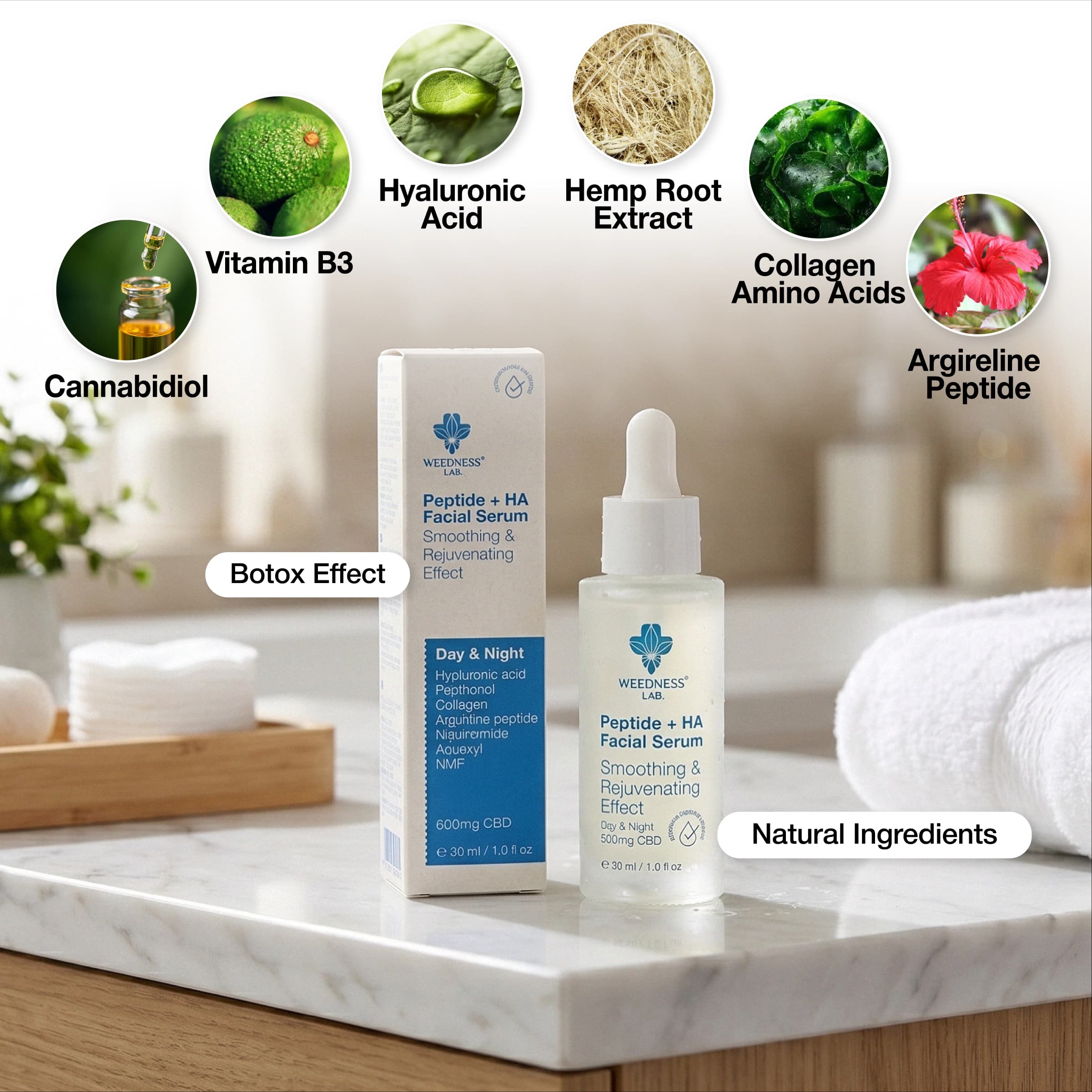 Peptide + Hyaluronic acid CBD Facial Serum